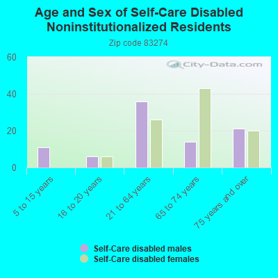 Age and Sex of Self-Care Disabled Noninstitutionalized Residents