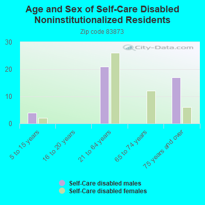 Age and Sex of Self-Care Disabled Noninstitutionalized Residents