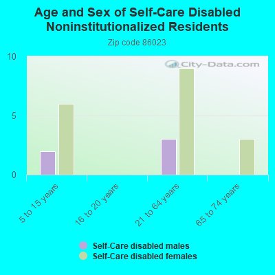 Age and Sex of Self-Care Disabled Noninstitutionalized Residents