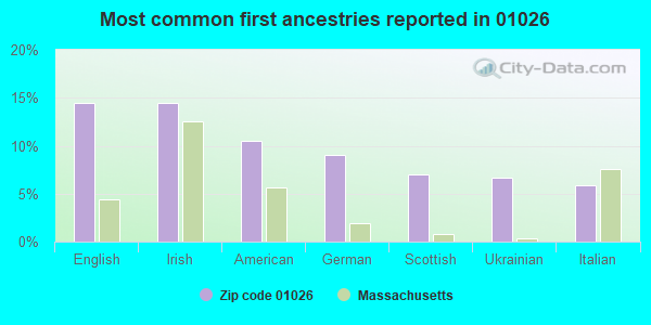 Most common first ancestries reported in 01026