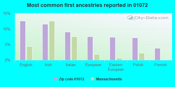Most common first ancestries reported in 01072
