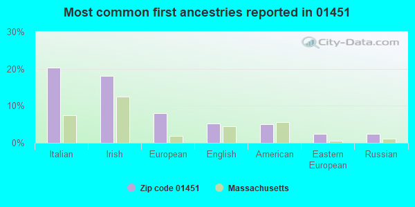 Most common first ancestries reported in 01451