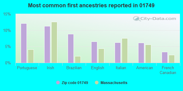 Most common first ancestries reported in 01749