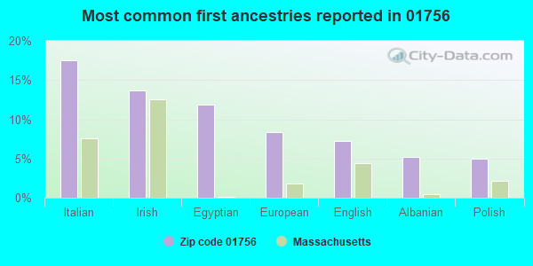 Most common first ancestries reported in 01756
