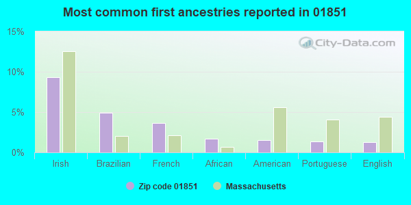 Most common first ancestries reported in 01851
