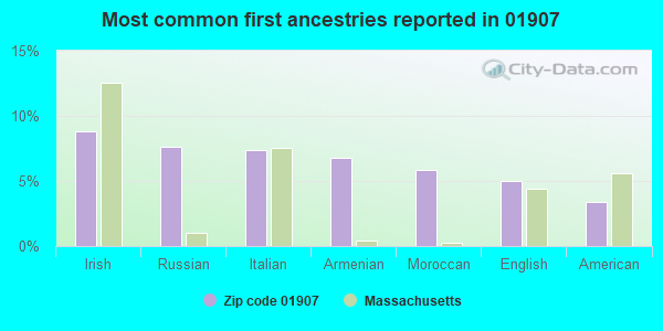 Most common first ancestries reported in 01907