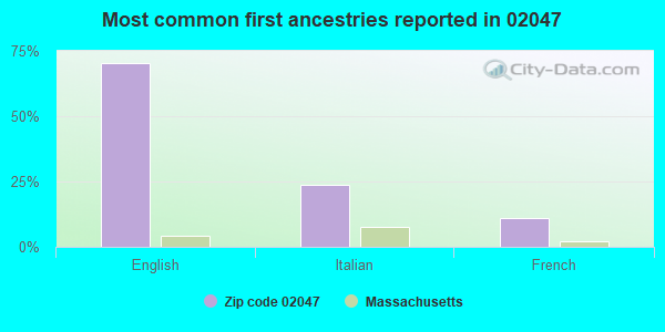 Most common first ancestries reported in 02047