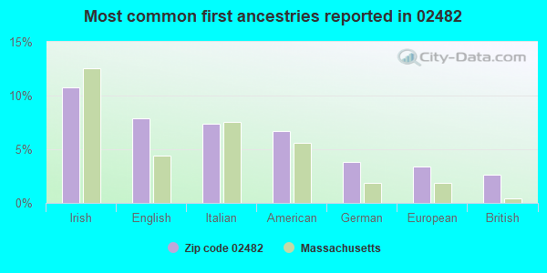 Most common first ancestries reported in 02482