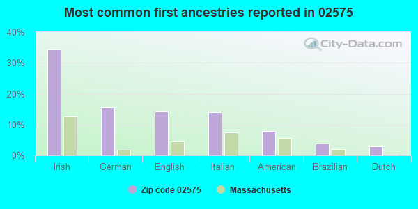 Most common first ancestries reported in 02575