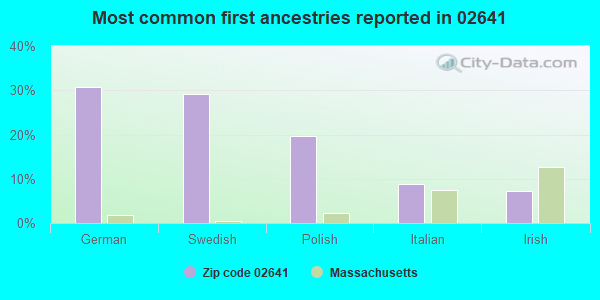 Most common first ancestries reported in 02641