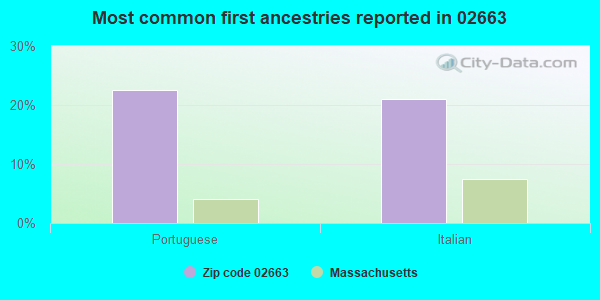 Most common first ancestries reported in 02663