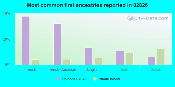 Most common first ancestries reported in 02826