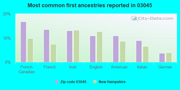 Most common first ancestries reported in 03045