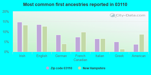 Most common first ancestries reported in 03110