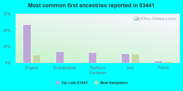 Most common first ancestries reported in 03441