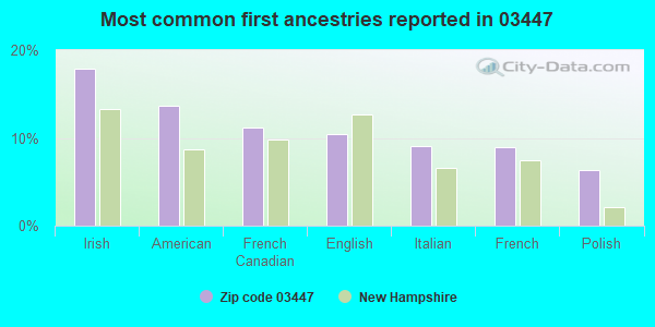 Most common first ancestries reported in 03447