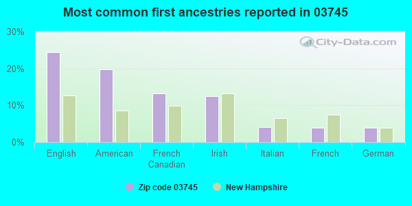 Most common first ancestries reported in 03745