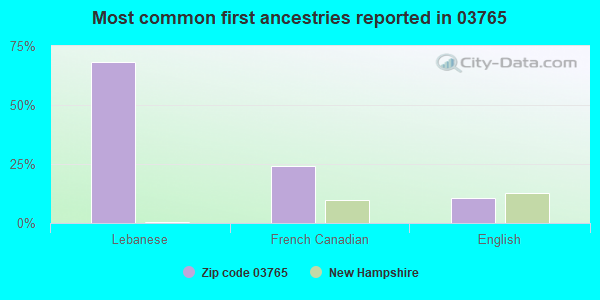 Most common first ancestries reported in 03765