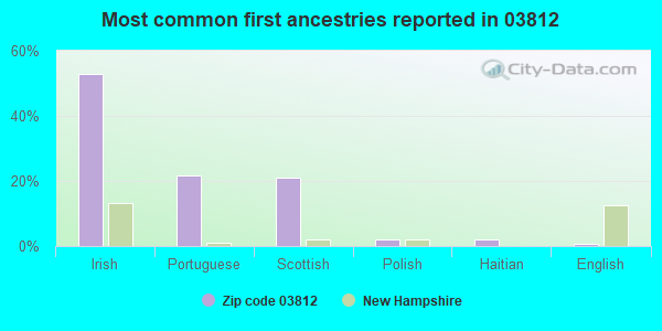 Most common first ancestries reported in 03812