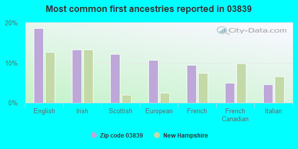 Most common first ancestries reported in 03839