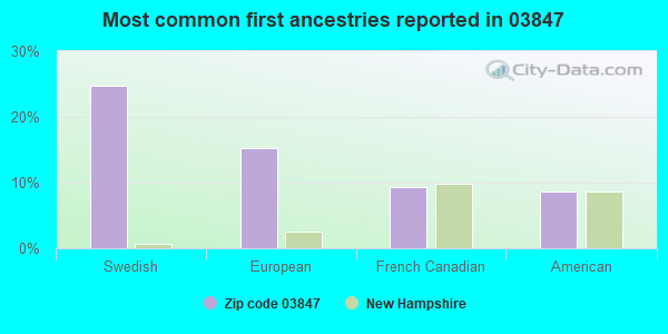 Most common first ancestries reported in 03847