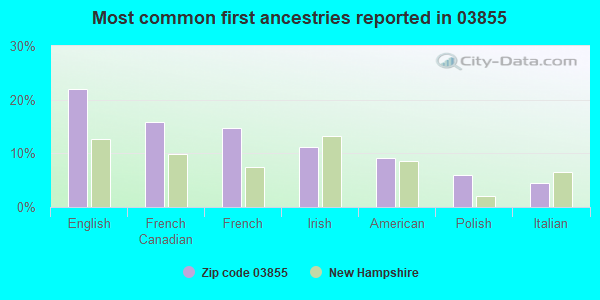 Most common first ancestries reported in 03855