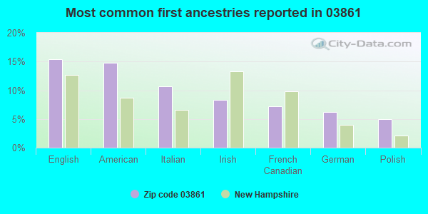 Most common first ancestries reported in 03861