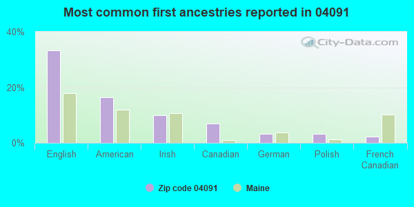 Most common first ancestries reported in 04091