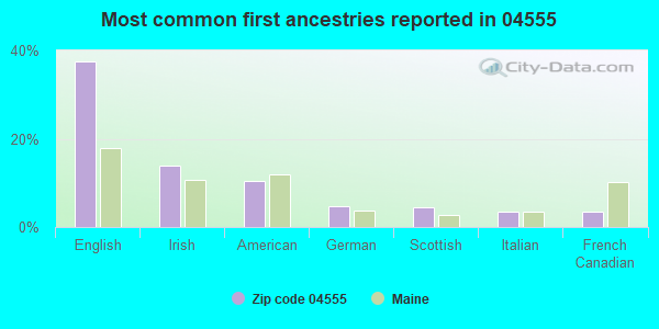 Most common first ancestries reported in 04555