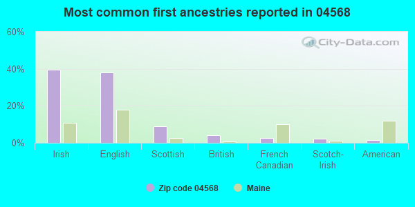 Most common first ancestries reported in 04568