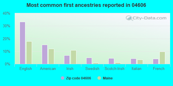 Most common first ancestries reported in 04606