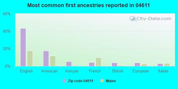 Most common first ancestries reported in 04611