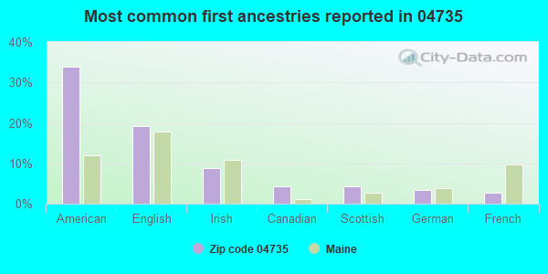Most common first ancestries reported in 04735