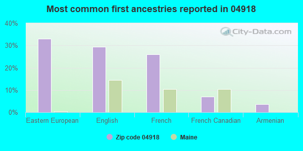 Most common first ancestries reported in 04918