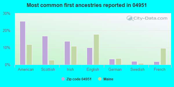 Most common first ancestries reported in 04951