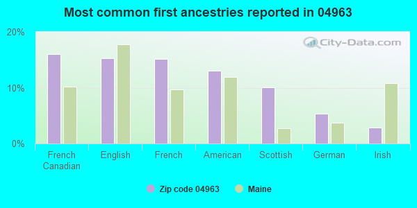 Most common first ancestries reported in 04963