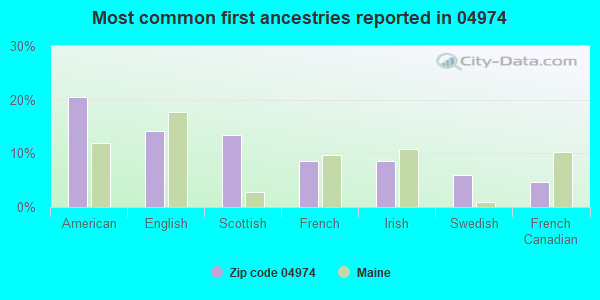 Most common first ancestries reported in 04974