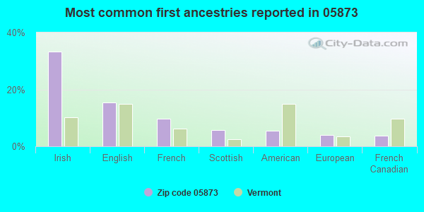 Most common first ancestries reported in 05873