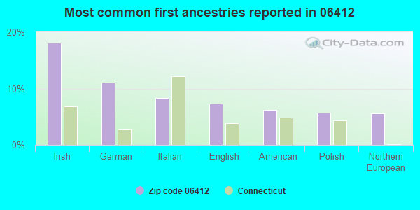Most common first ancestries reported in 06412