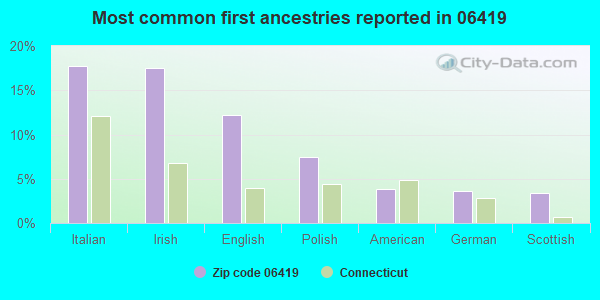 Most common first ancestries reported in 06419