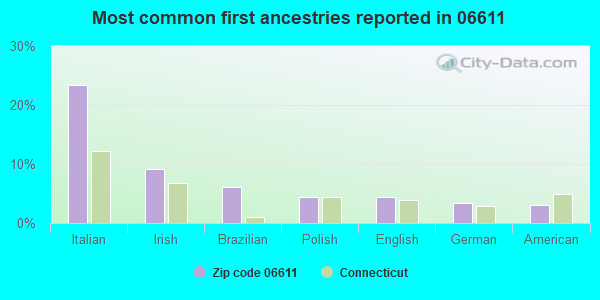 Most common first ancestries reported in 06611