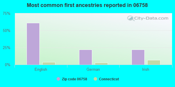 Most common first ancestries reported in 06758