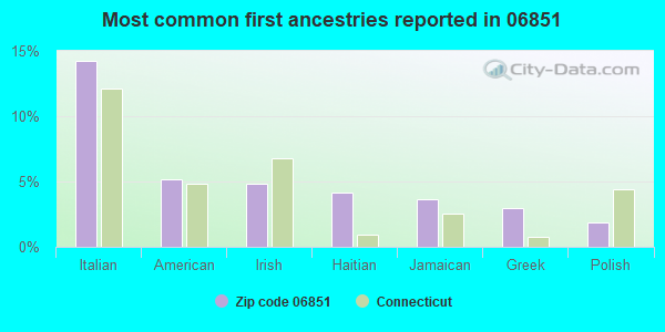 Most common first ancestries reported in 06851