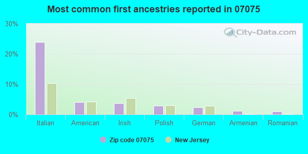Most common first ancestries reported in 07075