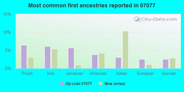 Most common first ancestries reported in 07077