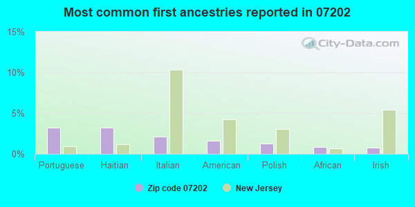 Most common first ancestries reported in 07202