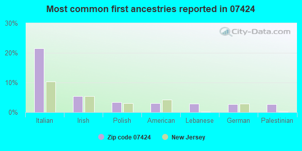 Most common first ancestries reported in 07424