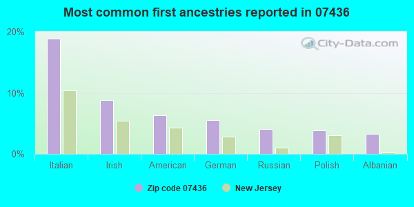 Most common first ancestries reported in 07436