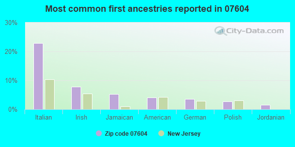 Most common first ancestries reported in 07604