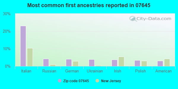 Most common first ancestries reported in 07645